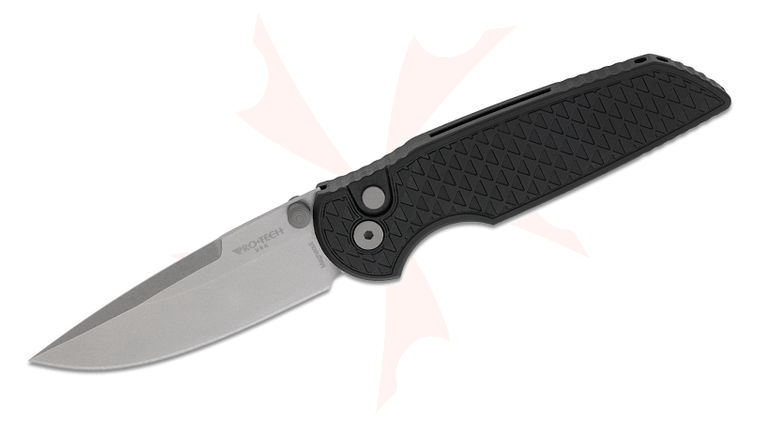 Pro-Tech TR-3 Integrity Tactical Response III Manual Button Lock Folding Knife 3.375 inch MagnaCut Stonewashed Drop Point Blade, Black  inchRelic inch Milled Aluminum Handles