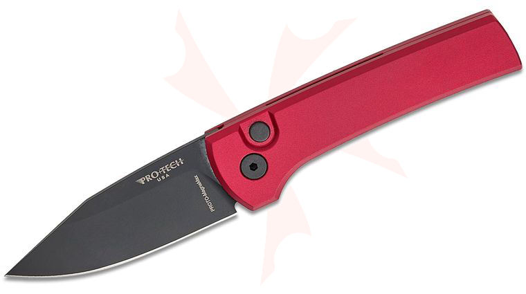 Pro-Tech Chavez Scapegoat Compact Prototype AUTO Folding Knife 2.95 inch MagnaMax Black DLC Clip Point Blade, Red Aluminum Handles
