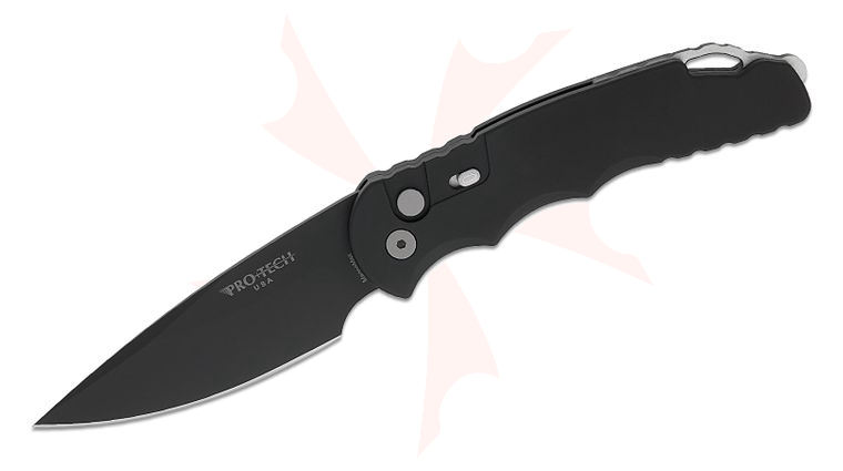 Pro-Tech TR-4 Tactical Response 4 AUTO Folding Knife 4 inch MagnaMax Black DLC Drop Point Blade, Black Solid Aluminum Handles