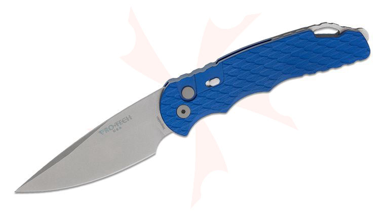 Pro-Tech TR-4 Tactical Response 4 AUTO Folding Knife 4 inch MagnaMax Stonewashed Drop Point Blade, Blue Feather Texture Aluminum Handles