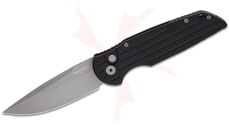 Pro-Tech TR-3 Tactical Response III AUTO Folding Knife 3.375 inch 154CM Bead Blasted Plain Blade, Black Milled Aluminum Handles
