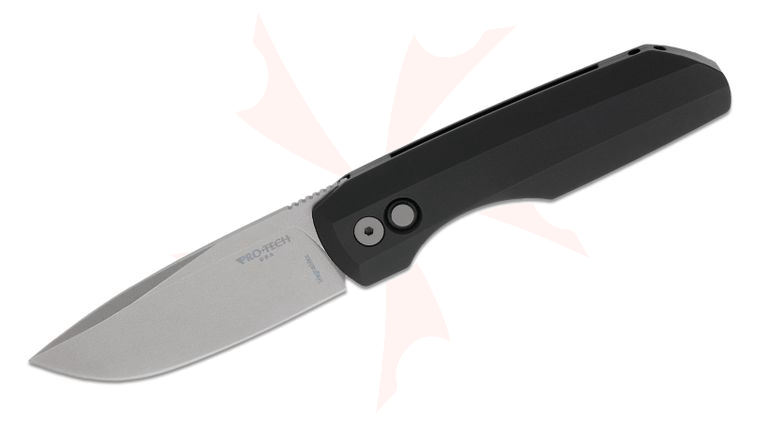 Pro-Tech Limited Vero Synapse AUTO Folding Knife 3.45 inch MagnaMax Stonewashed Drop Point Blade, Black Aluminum Handles