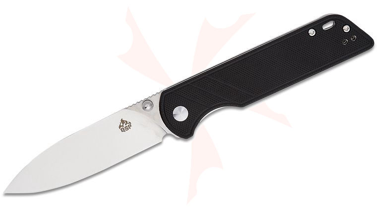 QSP Knives Parrot V2 Liner Lock Folding Knife 3.25 inch D2 Satin Spear Point Blade, Black G10 Handles