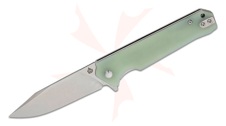 QSP Knives Mamba V2 Flipper Knife 3.5 inch D2 Satin Clip Point Blade, Natural (Jade) G10 Handles