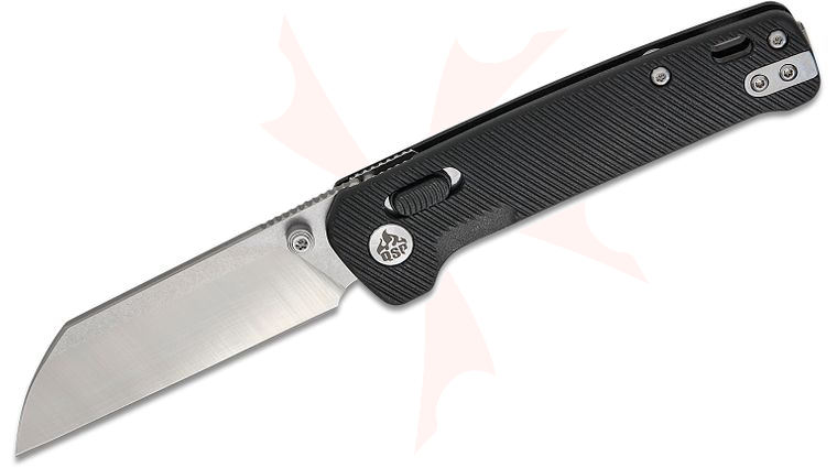 QSP Knives Penguin Glyde Lock Folding Knife 3.06 inch 14C28N Two-Tone Sheepsfoot Blade, Black FRN Handles