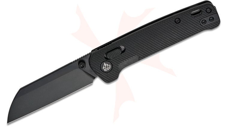 QSP Knives Penguin Glyde Lock Folding Knife 3.06 inch 14C28N Black Sheepsfoot Blade, Black FRN Handles