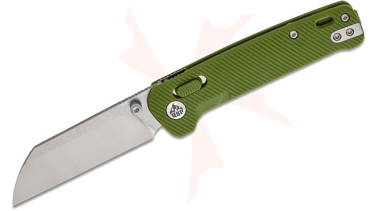 QSP Knives Penguin Glyde Lock Folding Knife 3.06 inch 14C28N Two-Tone Sheepsfoot Blade, OD Green FRN Handles