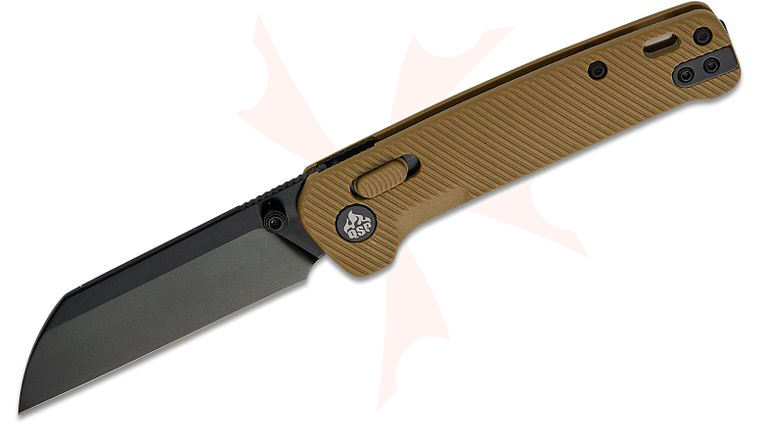 QSP Knives Penguin Glyde Lock Folding Knife 3.06 inch 14C28N Black Sheepsfoot Blade, Khaki FRN Handles
