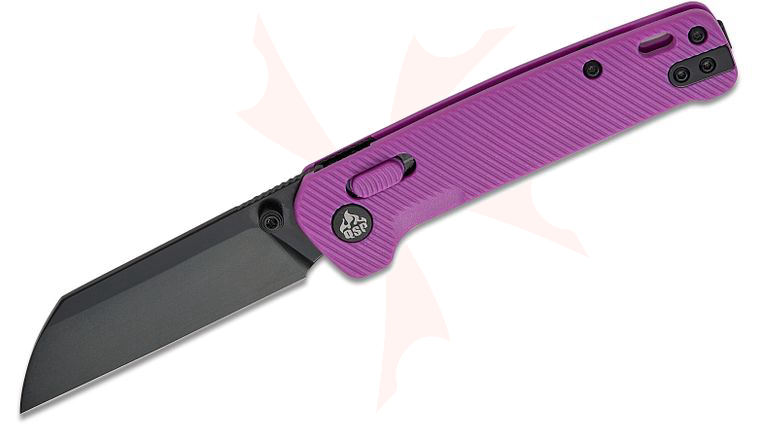 QSP Knives Penguin Glyde Lock Folding Knife 3.06 inch 14C28N Black Sheepsfoot Blade, Purple FRN Handles