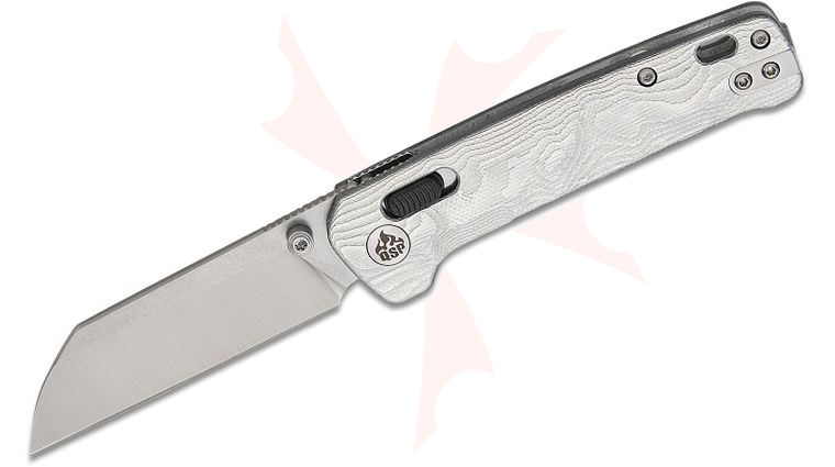 QSP Knives Penguin Glyde Lock Folding Knife 3.06 inch 14C28N Two-Tone Sheepsfoot Blade, Aluminum Foil G10 Handles