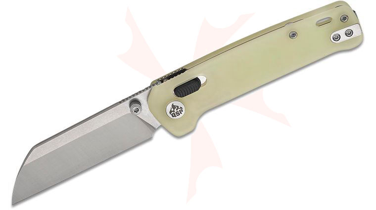 QSP Knives Penguin Glyde Lock Folding Knife 3.06 inch 14C28N Two-Tone Sheepsfoot Blade, Glow-in-the-Dark Resin Handles