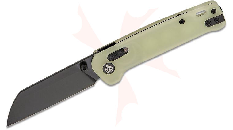 QSP Knives Penguin Glyde Lock Folding Knife 3.06 inch 14C28N Black Stonewashed Sheepsfoot Blade, Glow-in-the-Dark Resin Handles
