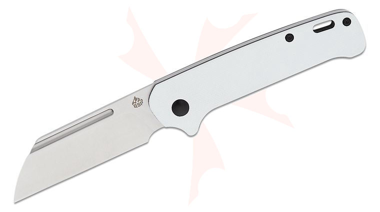 QSP Knives Penguin Slipjoint Folding Knife 3.02 inch 14C28N Satin Sheepsfoot Blade, White G10 Handles