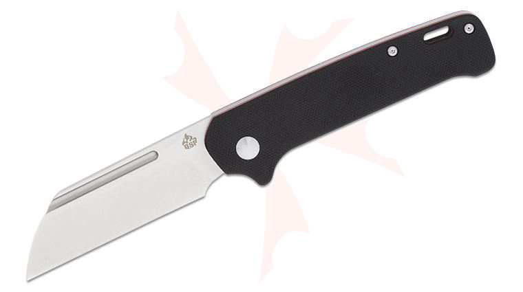 QSP Knives Penguin Slipjoint Folding Knife 3.02 inch 14C28N Satin Sheepsfoot Blade, Black G10 Handles