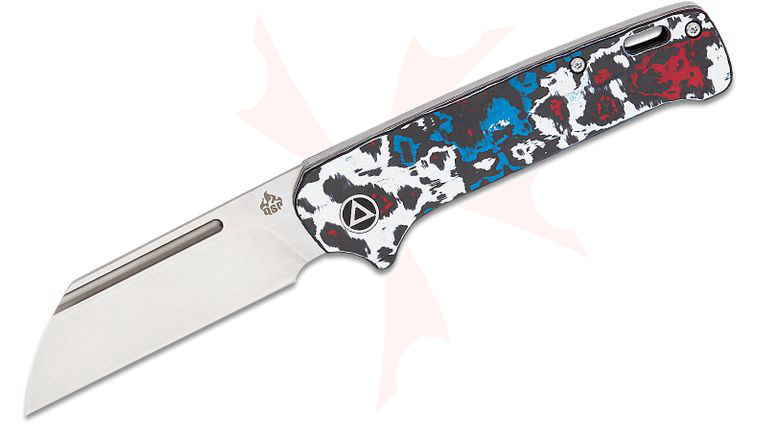 QSP Knives Penguin Slipjoint Folding Knife 3.02 inch CPM-20CV Stonewashed Sheepsfoot Blade, Nebula FatCarbon Handles