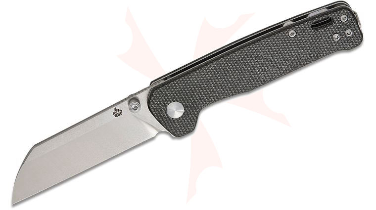 QSP Knives Penguin V2 Folding Knife 3.06 inch D2 Two-Tone Sheepsfoot Blade, Dark Brown Micarta Handles