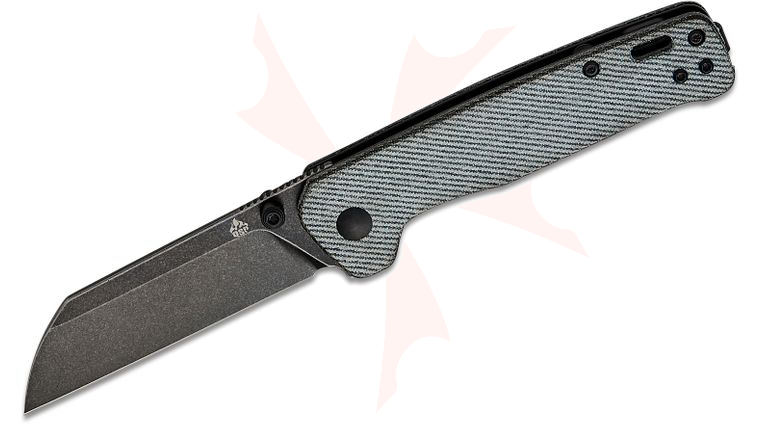 QSP Knives Penguin V2 Folding Knife 3.06 inch D2 Black Stonewashed Sheepsfoot Blade, Denim Micarta Handles