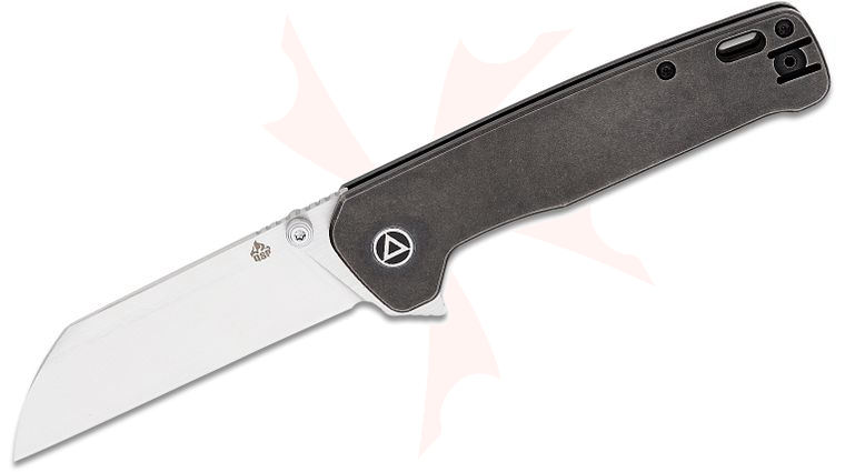 QSP Knives Penguin Plus Frame Lock Flipper Knife 3.375 inch CPM-20CV Satin Blade, Black Stonewashed Titanium Handles