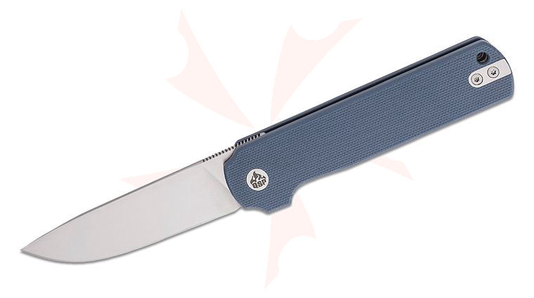 QSP Knives Lark Flipper Knife 3.15 inch 14C28N Satin Drop Point Blade, Gray G10 Handles