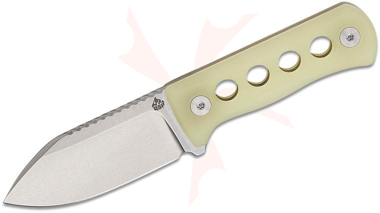 QSP Knives Canary Neck Knife 2.5 inch 14C28N Stonewashed Drop Point Blade, Glow-in-the-Dark Resin Handles, Kydex Neck Sheath
