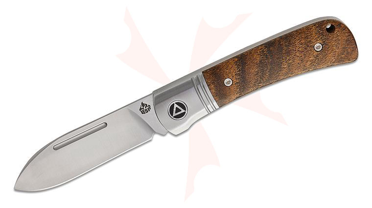 QSP Knives Hedgehog Slipjoint Knife 2.92 inch 14C28N Satin Spear Point Blade, Bocote Wood Handles with Steel Bolsters