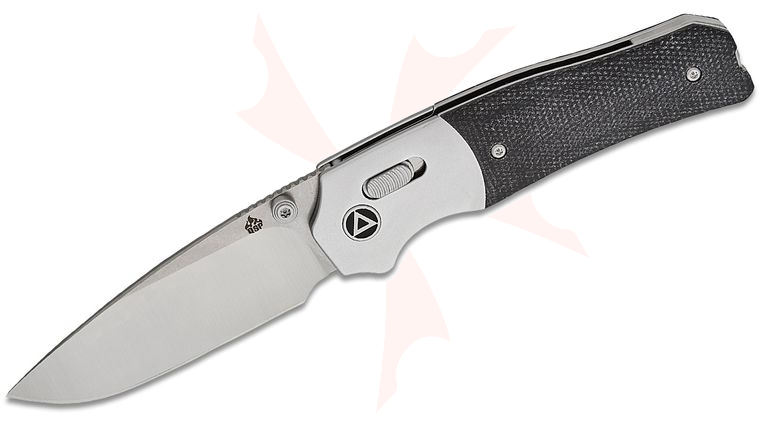 QSP Knives Jacob Lundquist Vault Folding Knife 3.25 inch 14C28N Two-Tone Drop Point Blade, Black Micarta Handles with Aluminum Bolsters