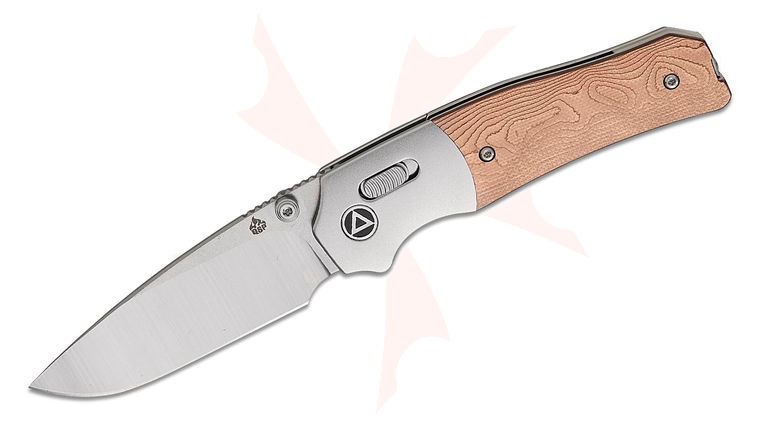 QSP Knives Jacob Lundquist Vault Folding Knife 3.25 inch 14C28N Two-Tone Drop Point Blade, Copper Foil G10 Handles with Aluminum Bolsters