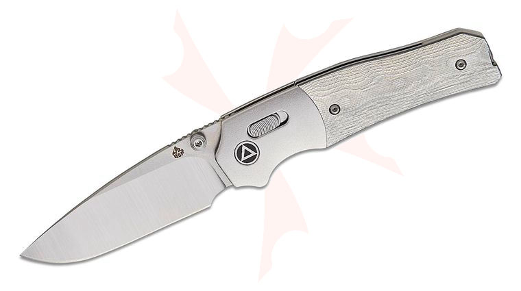 QSP Knives Jacob Lundquist Vault Folding Knife 3.25 inch 14C28N Two-Tone Drop Point Blade, Aluminum Foil G10 Handles with Aluminum Bolsters
