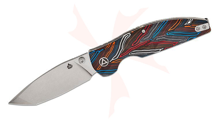QSP Knives Turtle Punk Liner Lock Folding Knife 3.5 inch 14C28N Stonewashed Modified Tanto Blade, 3D Milled Colorful G10 Handles