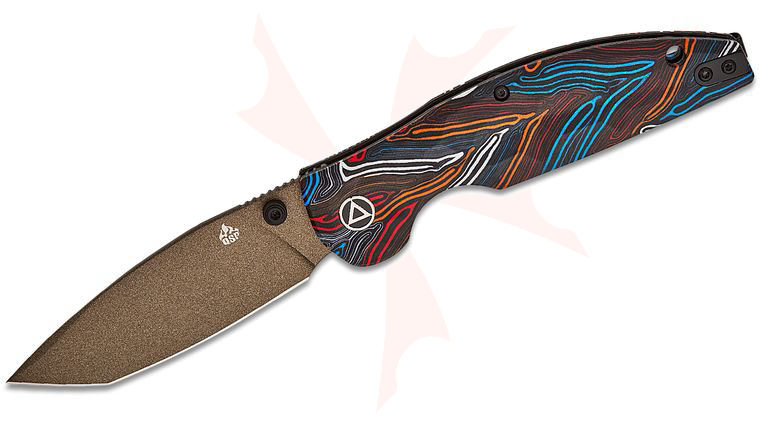QSP Knives Turtle Punk Liner Lock Folding Knife 3.5 inch 14C28N Champagne Modified Tanto Blade, 3D Milled Colorful G10 Handles