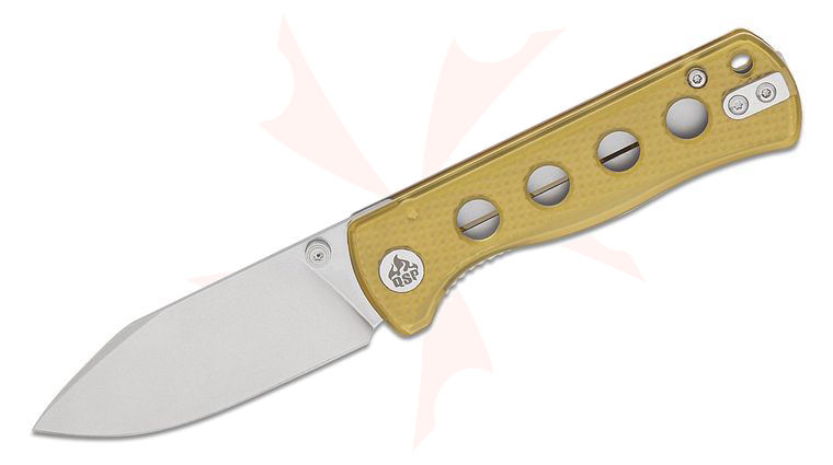 QSP Knives Canary Liner Lock Folding Knife 2.84 inch 14C28N Stonewashed Drop Point Blade, Textured Ultem Handles