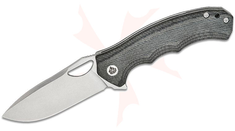 QSP Knives Gorilla Liner Lock Flipper Knife 3.375 inch 14C28N Stonewashed Drop Point Blade, Denim Micarta Handles