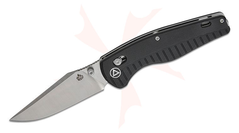 QSP Knives Keanu Alfaro Reptile Glyde/Crossbar Lock Folding Knife 3.35 inch 14C28N Two-Tone Clip Point Blade, Black G10 Handles