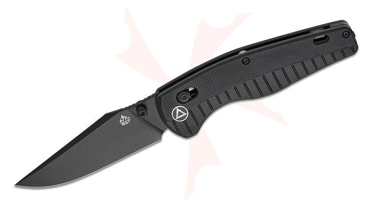 QSP Knives Keanu Alfaro Reptile Glyde/Crossbar Lock Folding Knife 3.35 inch 14C28N Black Clip Point Blade, Black G10 Handles