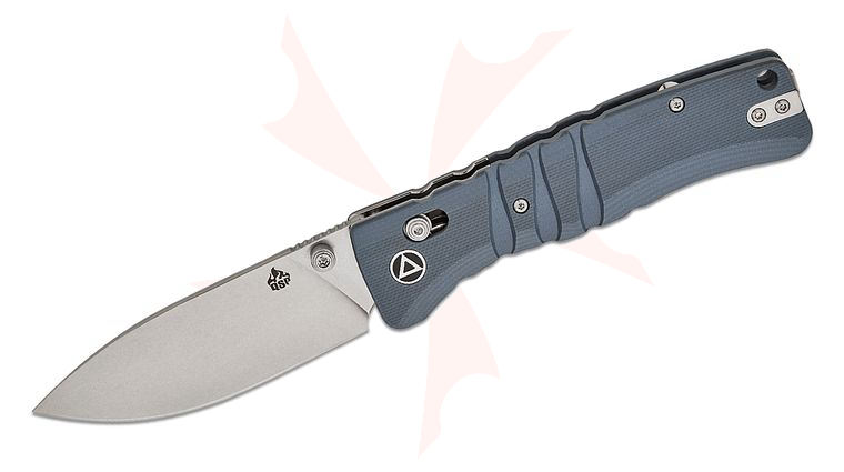 QSP Knives Keanu Alfaro Ripley Glyde/Crossbar Lock Folding Knife 3.50 inch 14C28N Stonewashed Drop Point Blade, Milled Gray G10 Handles