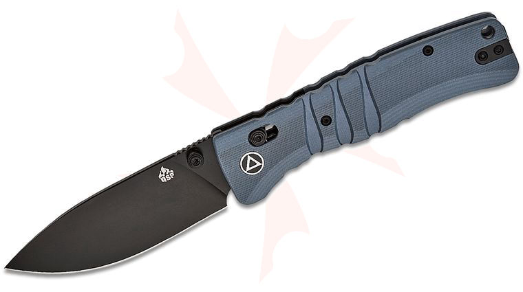 QSP Knives Keanu Alfaro Ripley Glyde/Crossbar Lock Folding Knife 3.5 inch 14C28N Black Drop Point Blade, Milled Gray G10 Handles