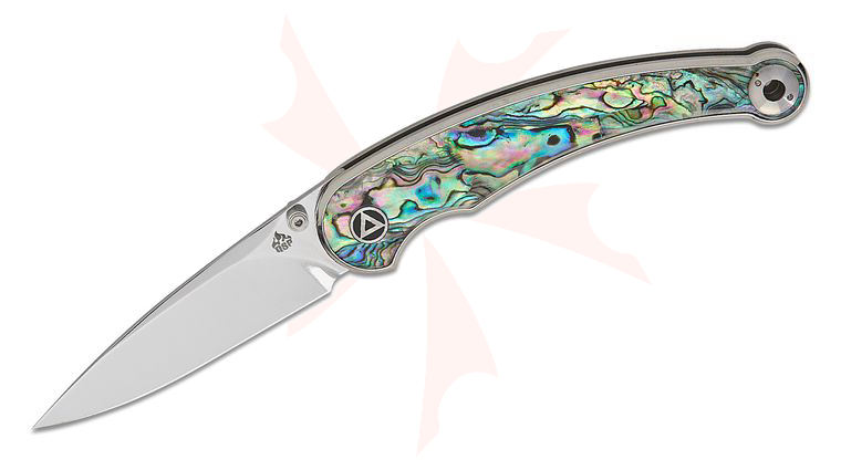 QSP Knives Dolphin Liner Lock Folding Knife 3.15 inch 14C28N Mirror Polished Spear Point Blade, Stainless Steel Handles with Abalone Inlays