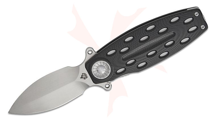 QSP Knives Beetle Liner Lock Flipper Knife 2.95 inch 14C28N Satin Single-Edge Spear Point Blade, Black G10 Handles with Silver Liners