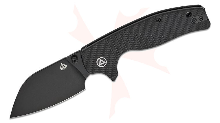 QSP Knives Chefmaster Liner Lock Flipper Knife 3.20 inch 14C28N Black Sheepsfoot Blade, Black G10 Handles