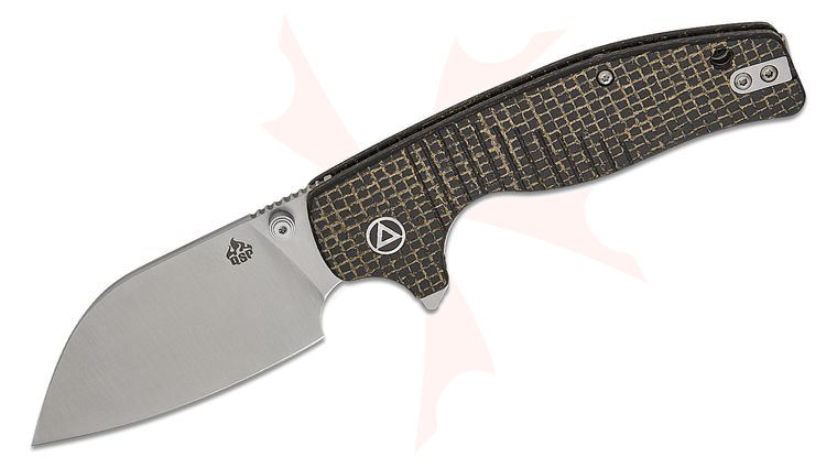 QSP Knives Chefmaster Liner Lock Flipper Knife 3.20 inch 14C28N Satin Sheepsfoot Blade, Coarse Brown Micarta Handles