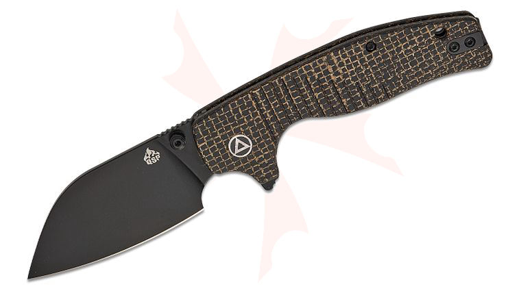 QSP Knives Chefmaster Liner Lock Flipper Knife 3.20 inch 14C28N Black Sheepsfoot Blade, Coarse Brown Micarta Handles