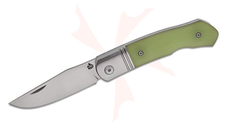 QSP Knives Heron Slipjoint Folding Knife 2.75 inch Nitro-V Satin Clip Point Blade, Natural (Jade) Glow-in-the-Dark G10 Handles with Steel Bolsters