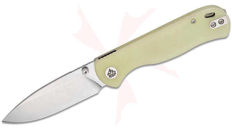 QSP Knives Ferret Liner Lock Folding Knife 3 inch Nitro-V Stonewashed Drop Point Blade, Glow-in-the-Dark G10 Handles
