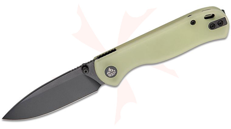 QSP Knives Ferret Liner Lock Folding Knife 3 inch Nitro-V Black Drop Point Blade, Glow-in-the-Dark G10 Handles