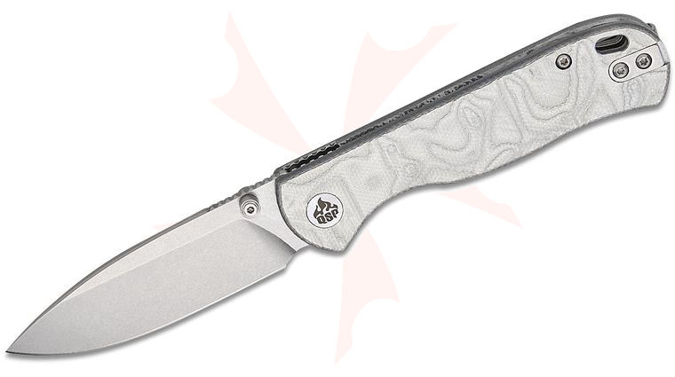 QSP Knives Ferret Liner Lock Folding Knife 3 inch Nitro-V Stonewashed Drop Point Blade, Silver Aluminum Foil G10 Handles