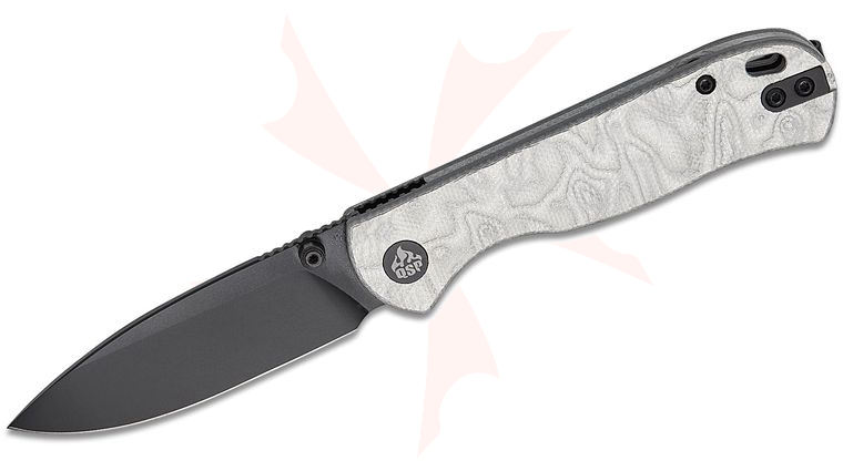 QSP Knives Ferret Liner Lock Folding Knife 3 inch Nitro-V Black Drop Point Blade, Silver Aluminum Foil G10 Handles