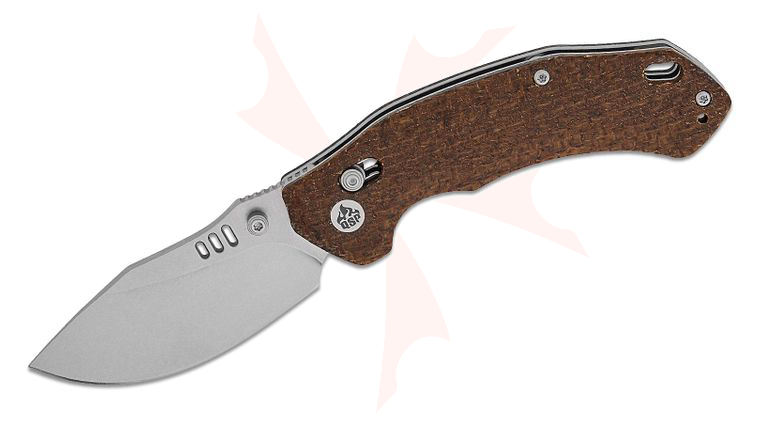 QSP Knives Elk Glyde/Crossbar Lock Folding Knife 3.11 inch 14C28N Stonewashed Clip Point Blade, Glow-in-the-Dark Brown Burlap Micarta Handles