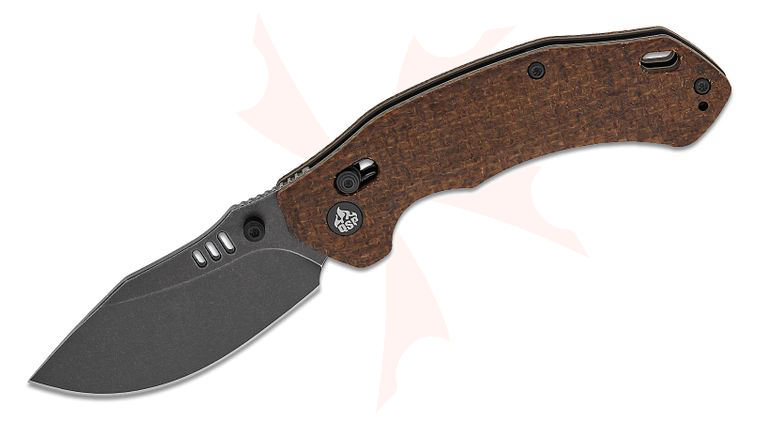 QSP Knives Elk Glyde/Crossbar Lock Folding Knife 3.11 inch 14C28N Black Stonewashed Clip Point Blade, Glow-in-the-Dark Brown Burlap Micarta Handles