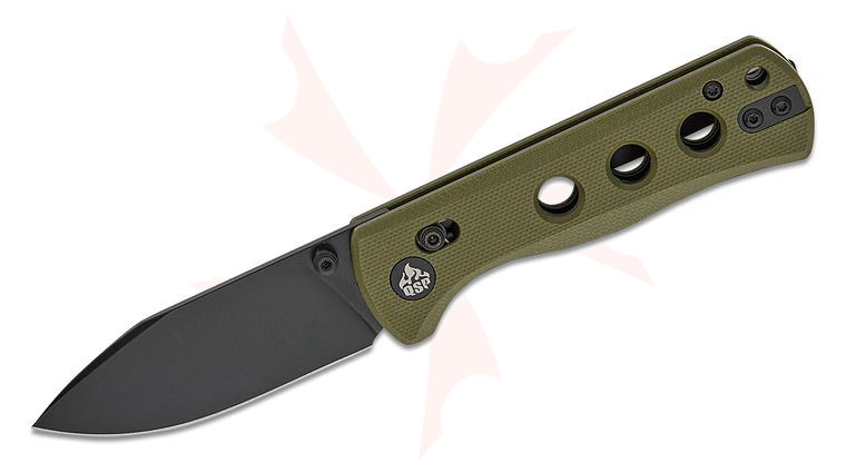 QSP Knives Canary Glyde Lock Folding Knife 2.84 inch 14C28N Black Drop Point Blade, Olive Green G10 Handles