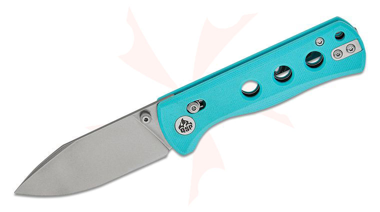 QSP Knives Canary Glyde Lock Folding Knife 2.84 inch 14C28N Stonewashed Drop Point Blade, Tiffany Blue G10 Handles